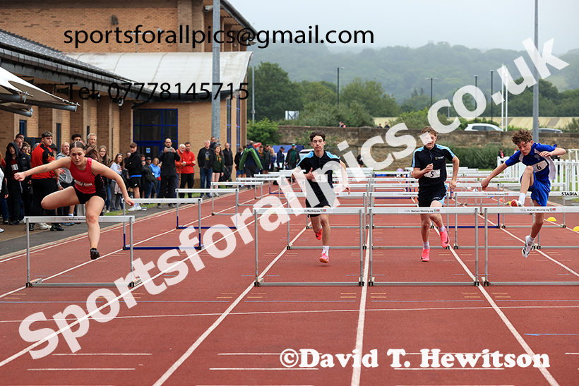 Boys and girls hurdles, 2025 Northumberland Schools Track and Fields, Wentworth, Hexham. Photo: David T. Hewitson/Sports for All Pics